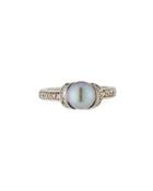 14k 7.5mm Gray Freshwater Pearl & Diamond Ring,