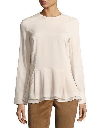 Peplum Silk-blend Blouse