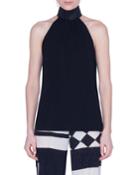 Silk Halter Top With Horsehair Collar