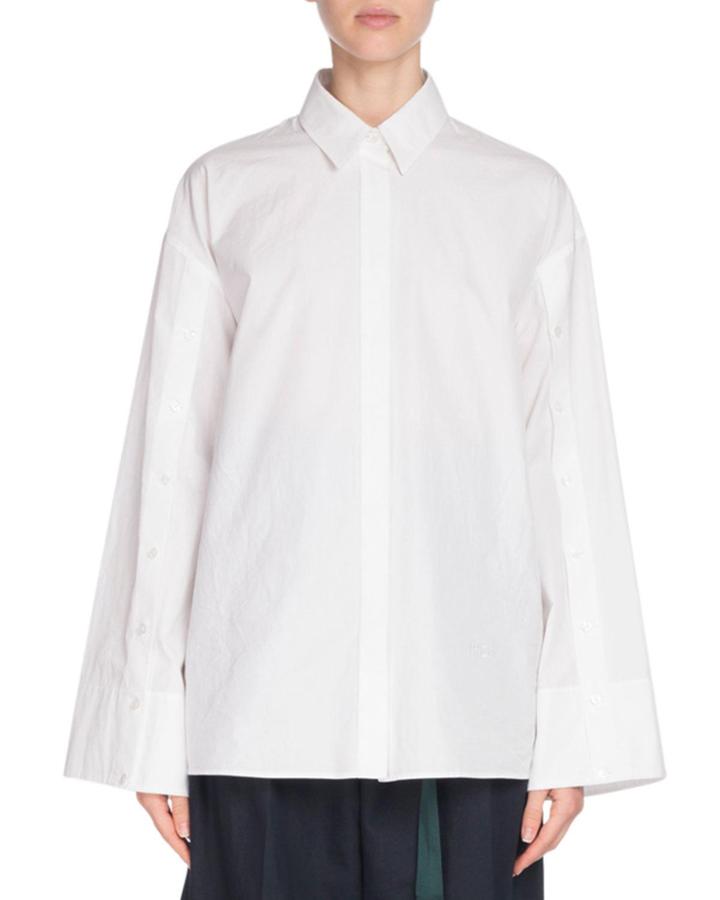 Button-front Flared Cotton