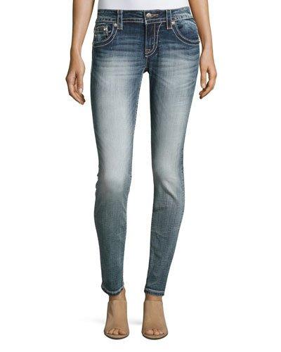 Skinny Embroidered Denim Jeans,