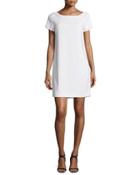 Embellished-back Shift Dress, Bone/black