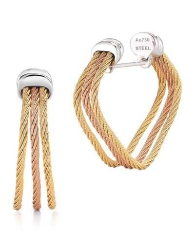 18k White & Yellow Gold Split Cable Hoop Earrings