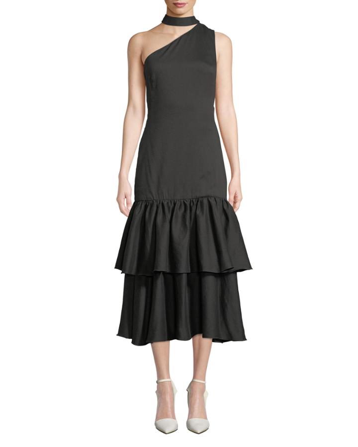 Lizzie One-shoulder Tiered Flounce Dress