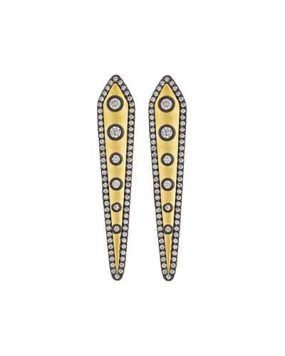 Studded Cubic Zirconia Kite Drop Earrings, Yellow Gold