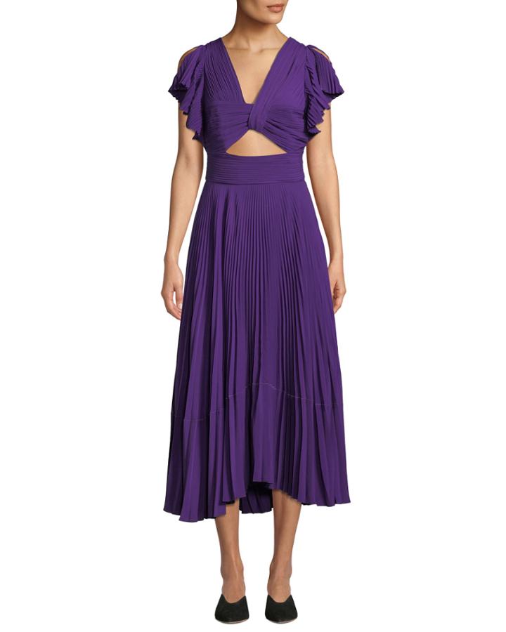 Sorrento Cutout Plisse Cocktail Dress