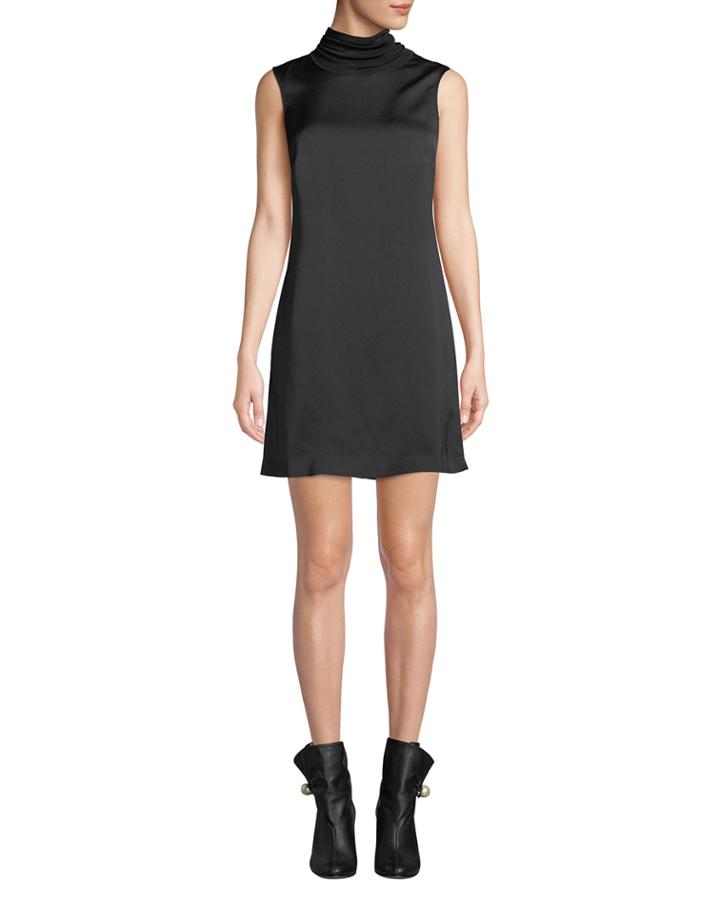 Jourdan Sleeveless Satin Turtleneck