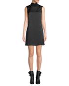 Jourdan Sleeveless Satin Turtleneck