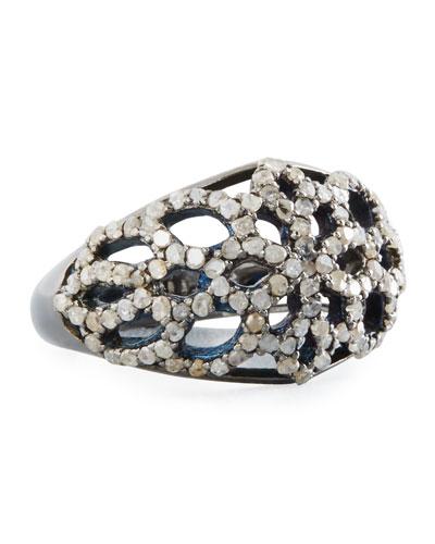 Sterling Silver Pave Diamond Ring,
