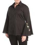 Embroidered-sleeve Tunic Blouse,