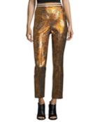 Cropped Metallic Jacquard Pants