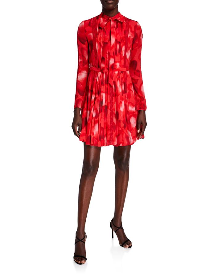 Pleated Tie Neck