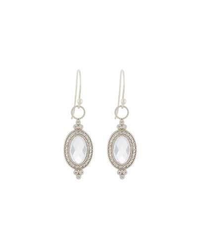 18k Oval White Topaz & Diamond Dangle & Drop Earrings