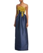 Strapless Paillette-embellished Faille Gown