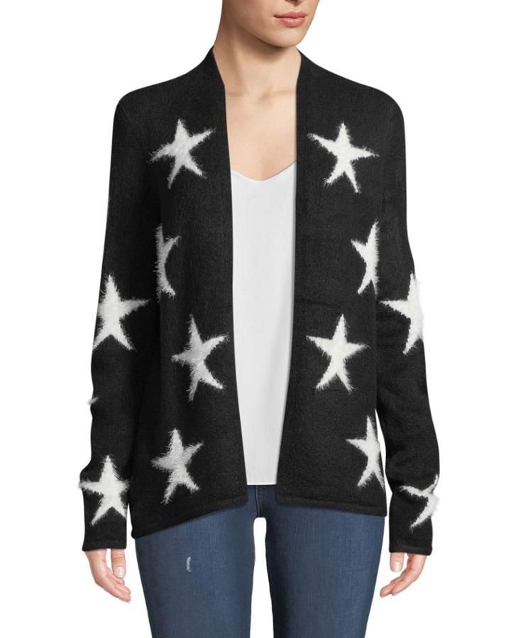 Open-front Star Intarsia Cardigan