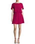 Bateau-neck Cape-sleeve Flowy Dress