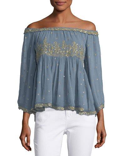 Off-the-shoulder Beaded Top