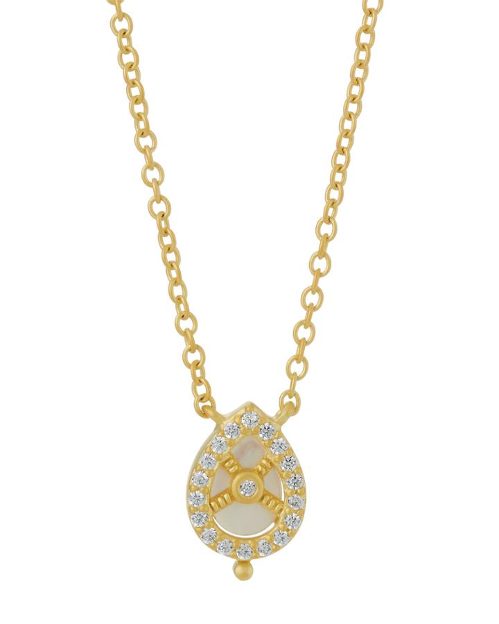 Small Teardrop Mother-of-pearl Cage Pendant Necklace