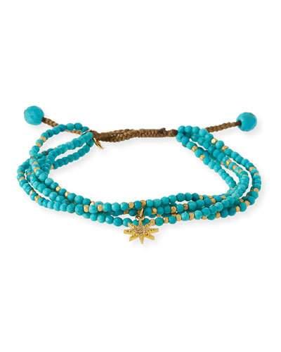 Beaded Star Charm Bracelet, Turquoise