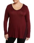Ridley Gingham-back V-neck Long-sleeve High-low Jersey Top,