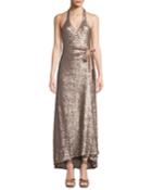 Giselle Sequined High-low Wrap Gown