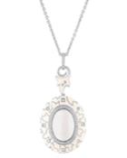 18k White Gold Enamel, Agate & Diamond Pendant Necklace