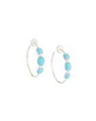 Rock Candy Silver 3-stone #3 Hoop Earrings In Turquoise