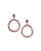 18k Rose Gold Pink Sapphire Diamond Open Drop Earrings