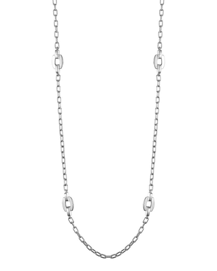 John Hardy Classic Chain Silver Geometric Link Station Necklace,