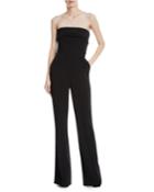 Strapless Wide-leg Crepe Jumpsuit