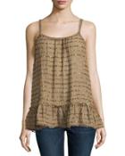 Kenyatta Sequin-stripe Swing Tank, Tobacco