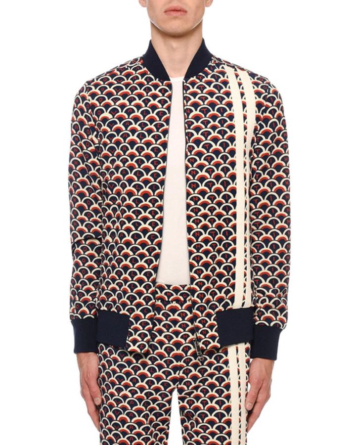 Men's Retro Logo Scales Zip-front Track Jacket
