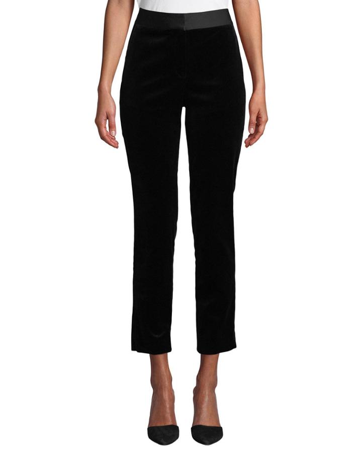 Stretch Velvet Straight Trousers