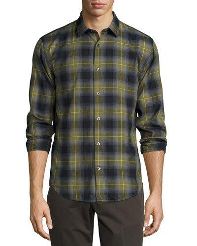 Melrose Button-down Plaid Shirt, Perennial Green