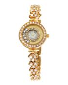 24mm Bracelet Watch W/ Moving Crystals, Gold