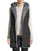 Faux-fur Reversible Hooded Vest