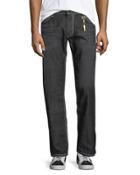 Contrast-trim Straight-leg Jeans