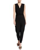 V-neck Sleeveless Twist-front Jumpsuit