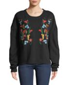 Janet Floral-embroidered Balloon-sleeve