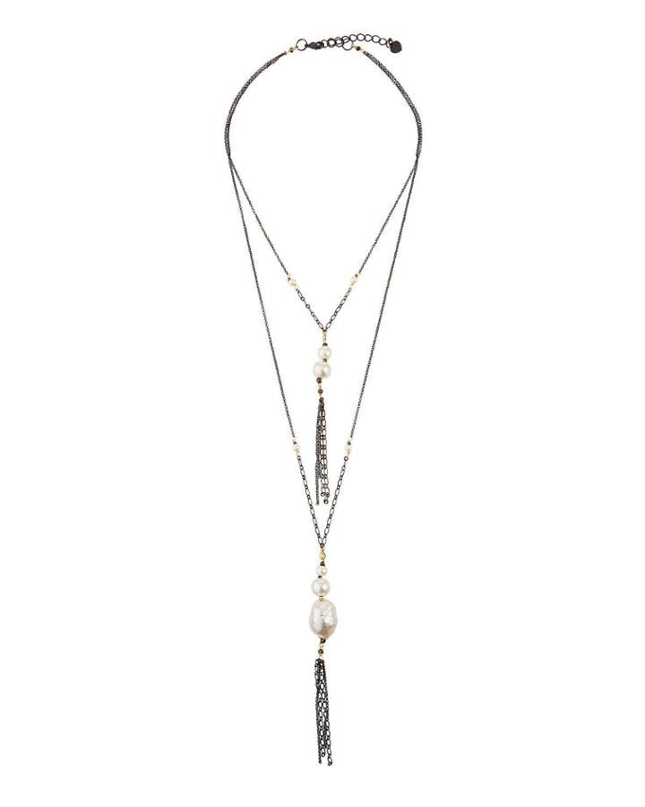 Layered Pearly Tassel Necklace