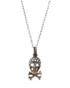14k Black Gold Diamond Mini Skull Pendant Necklace