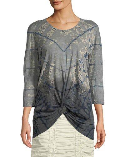 Adelia Knotted Tie-die Tee