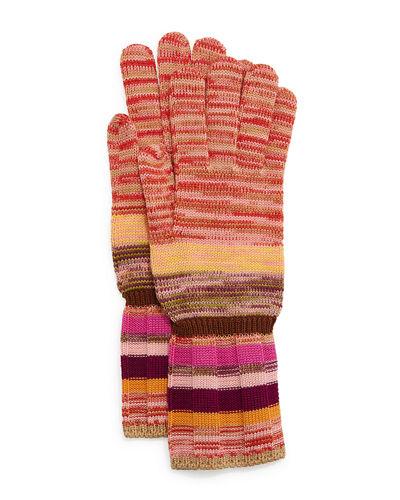Striped Space-dye Knit Gloves