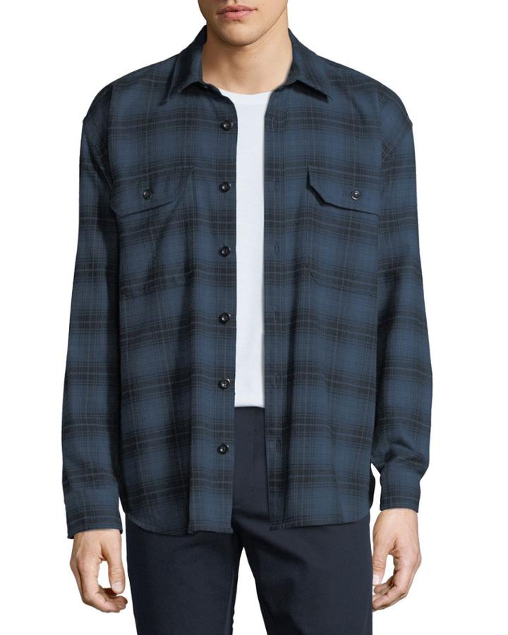 Men's Two-tone Plaid Overshirt