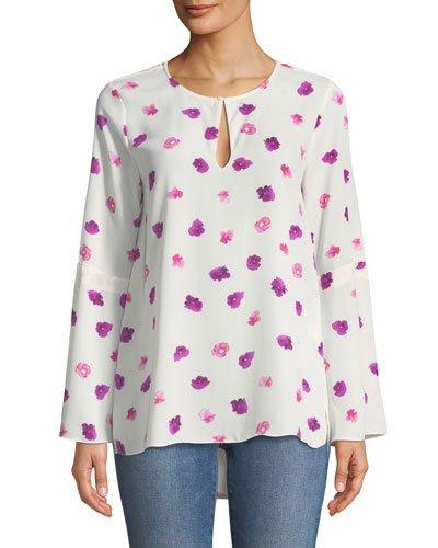 Beautiful Petals Crepe Bell-sleeve Blouse