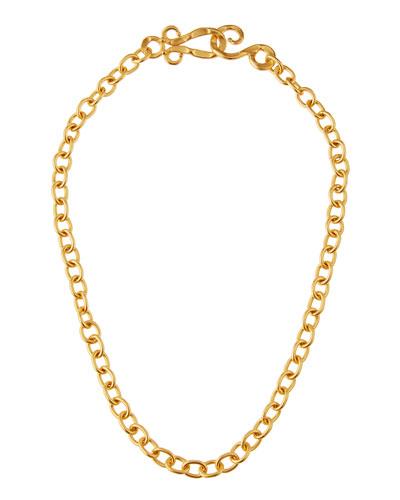 24k Yellow Gold Plated Tudor Chain Necklace,