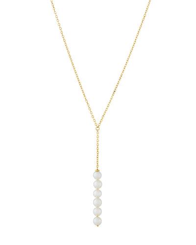 Yellow Golden Y-drop Six-pearl Pendant Necklace