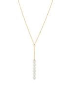 Yellow Golden Y-drop Six-pearl Pendant Necklace