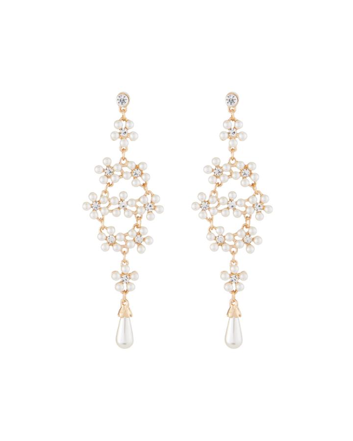 Pearly Crystal Drop Earrings
