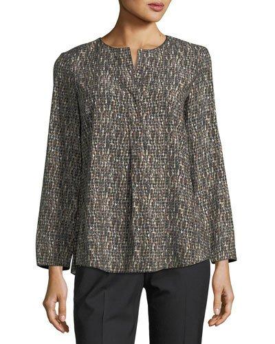 Long-sleeve Silk Georgeette Top